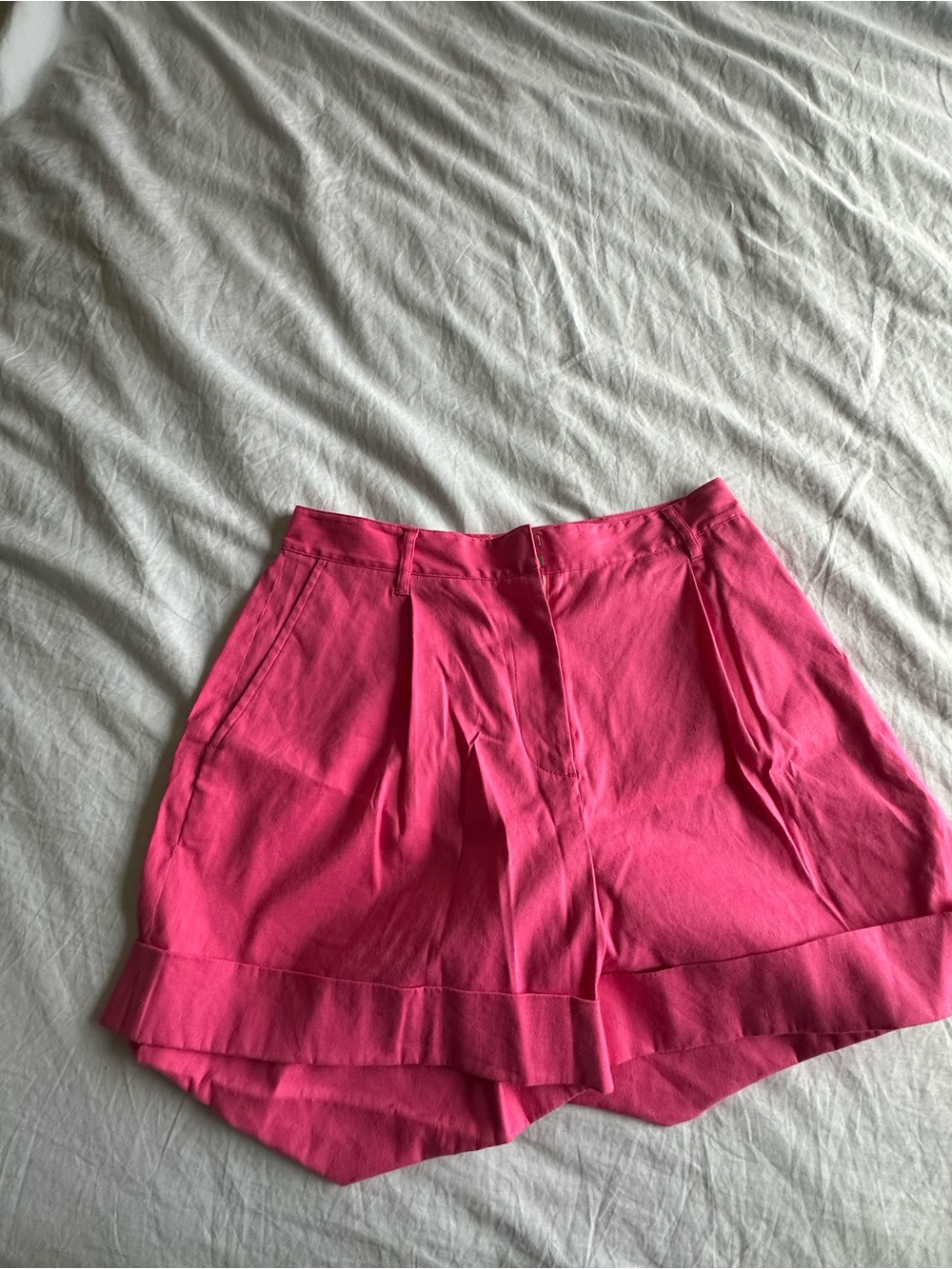 rag & bone Hot Pink Pleated High-Waist Shorts